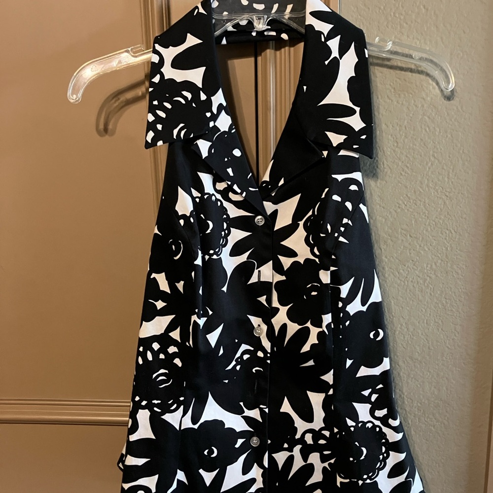 Black and white Liz Claiborne cotton halter top worn once then dry cleaned
